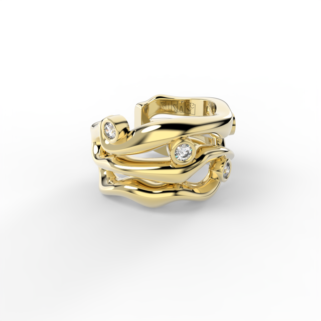 Bare Souls Three‑Threads Golden Ear Cuff by Formes Yellow