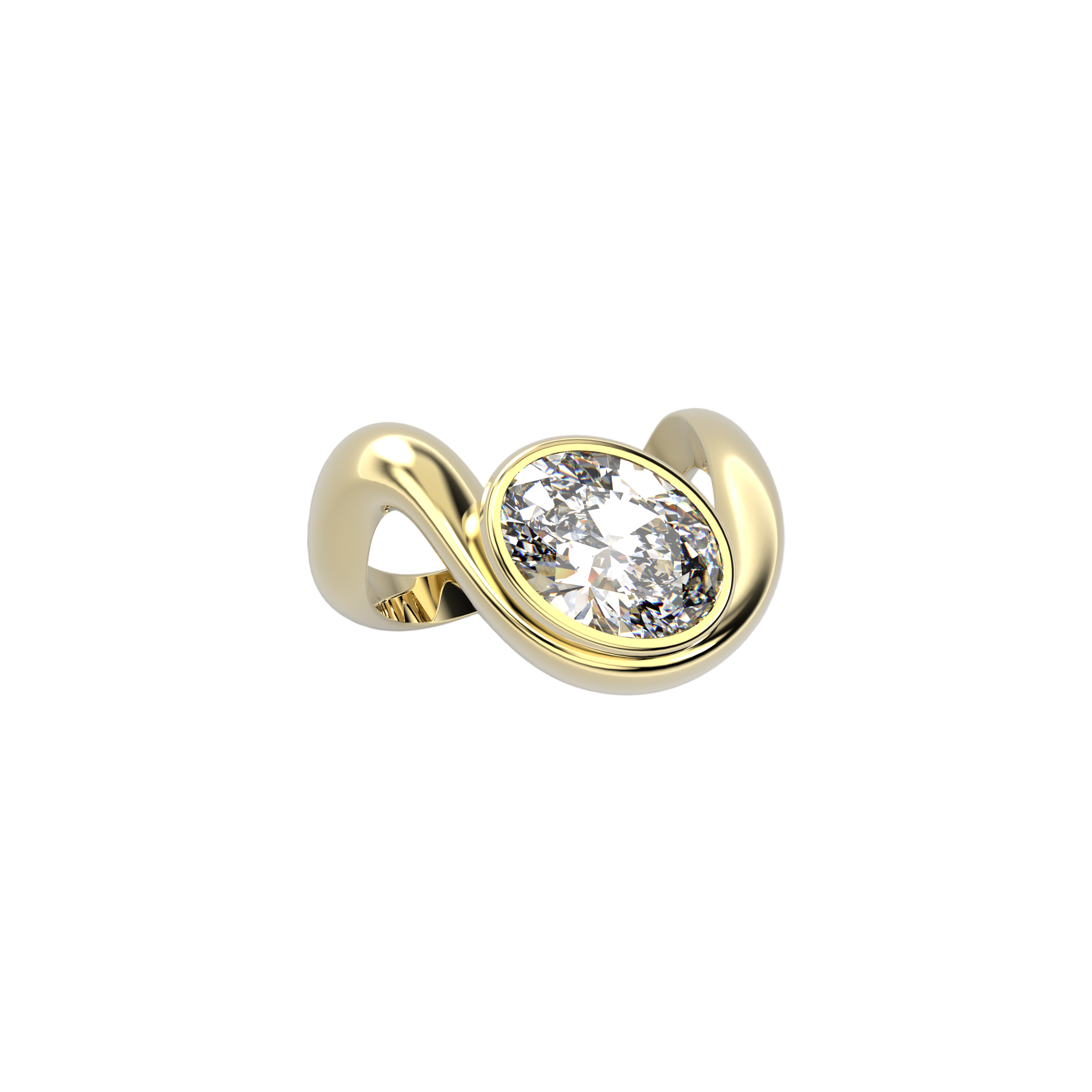Bare Souls organic designer ring with oval diamond Formes