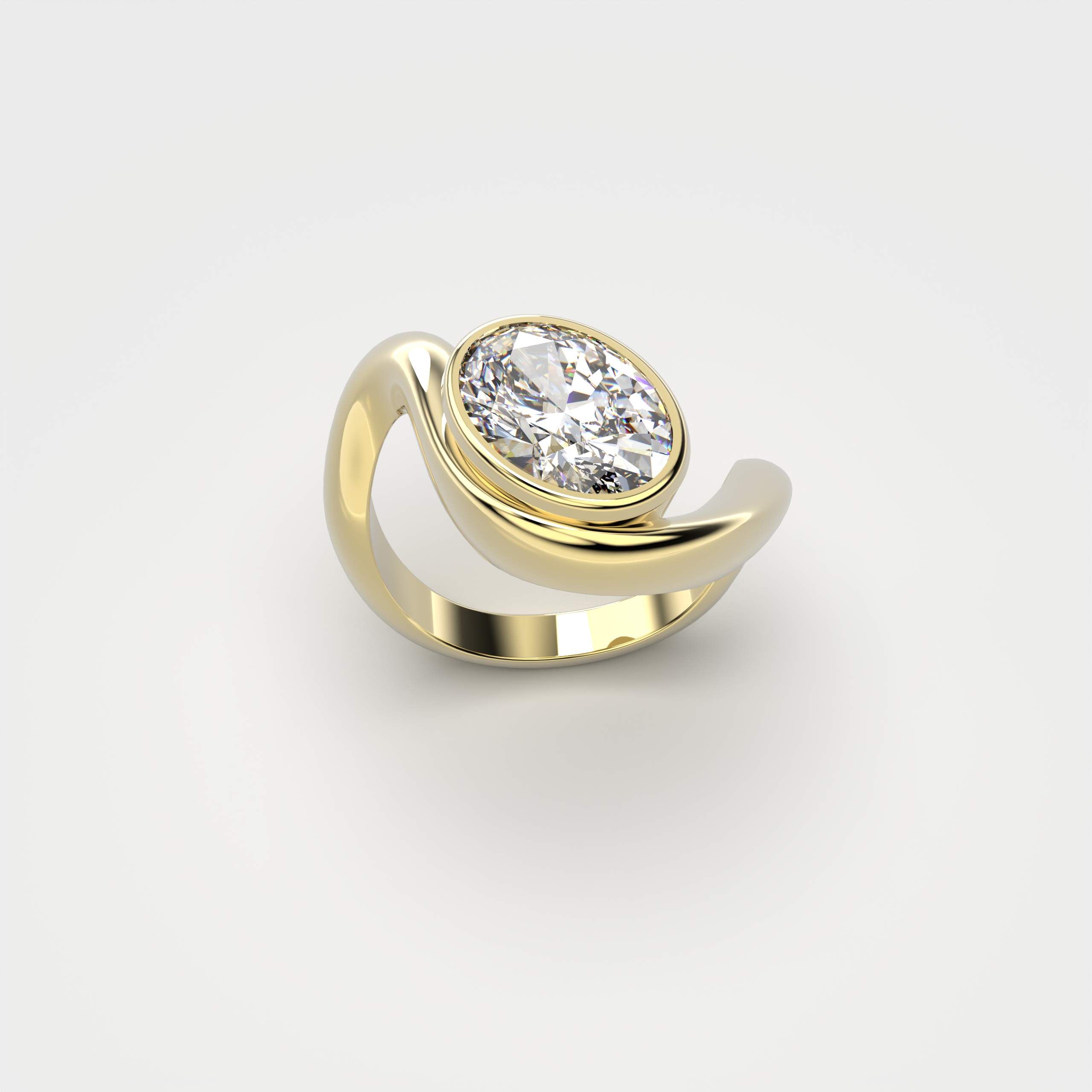 Bare Souls organic designer ring with oval diamond Formes