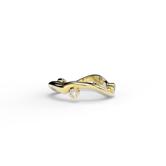 Bare Souls organic golden ring with diamonds by Formes