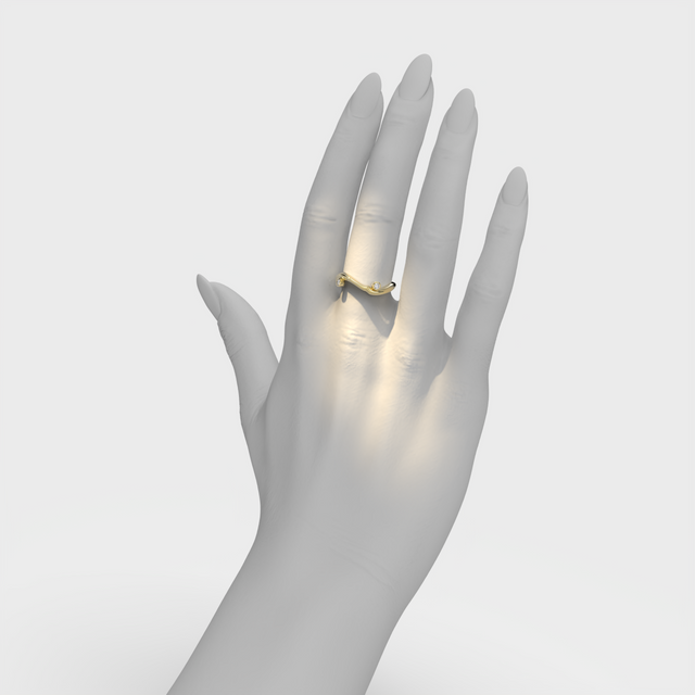 Bare Souls organic golden ring with diamonds by Formes on hand