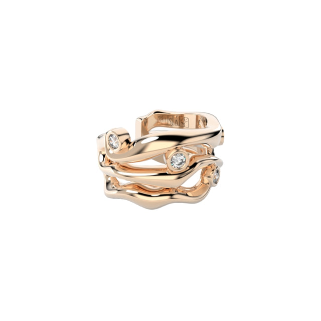 Bare Souls organic golden threads ear cuff with diamonds by Formes Fine Jewelry