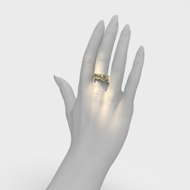 BARE SOULS TWO-SHANK RING, ~0,24 CT DIAMONDS
