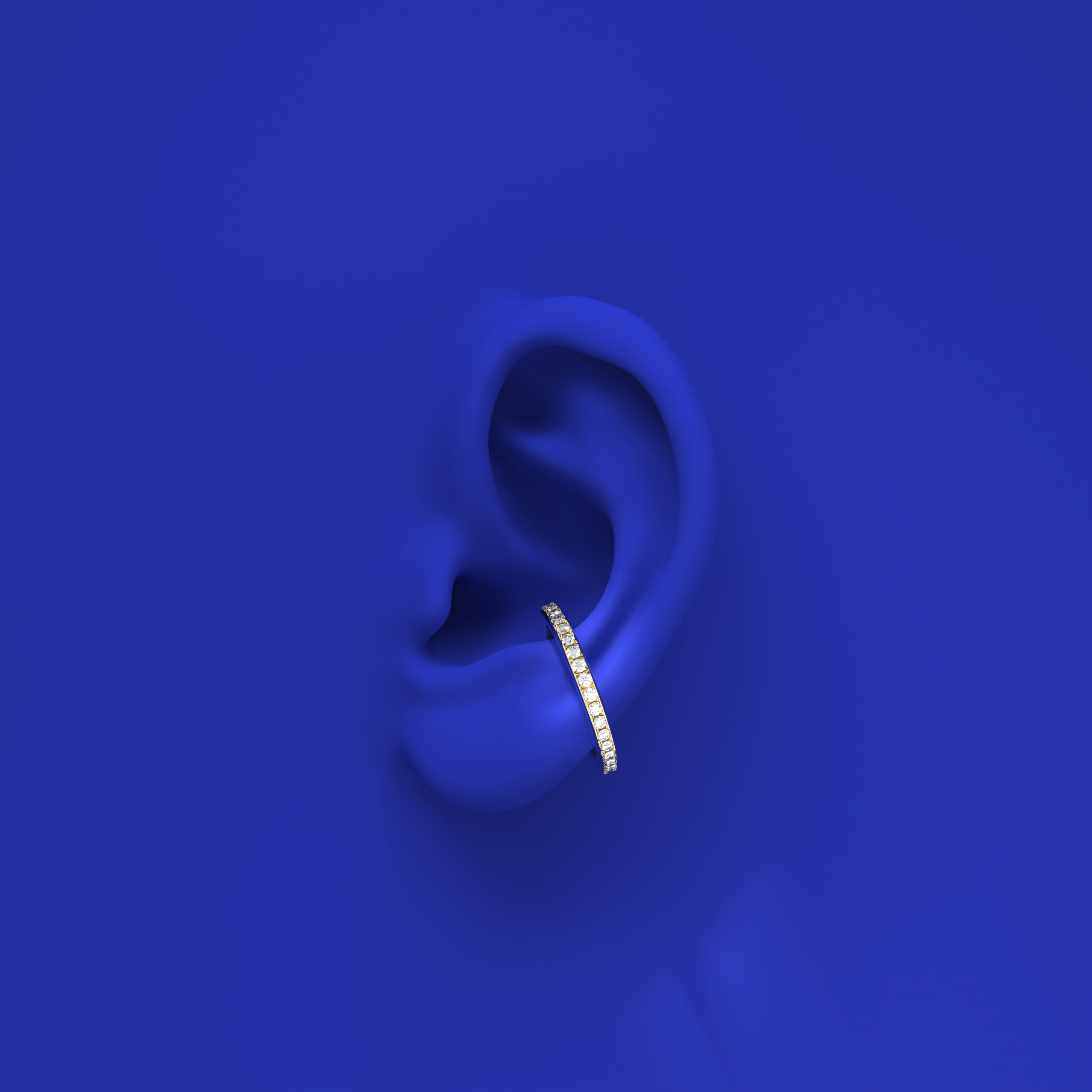 Blue Edges - Straight Ring / Ear Cuff