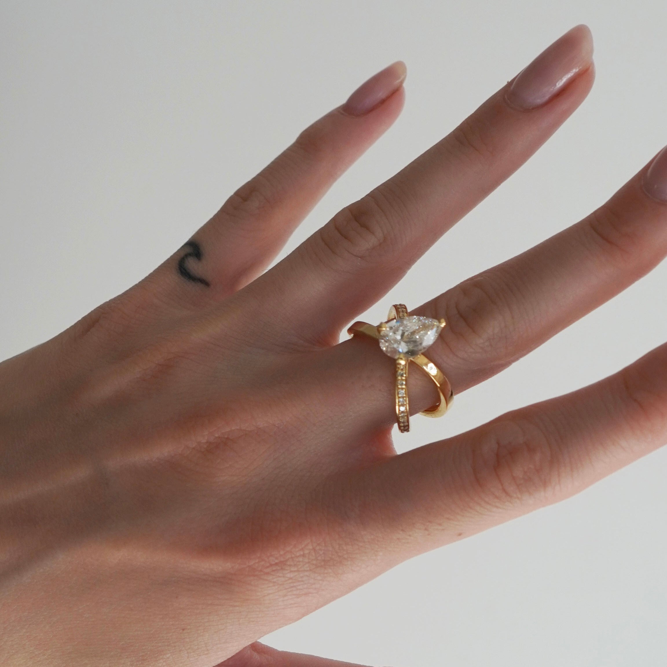 luxury pear diamond ring statement or engagement with lab grown diamonds by Formes