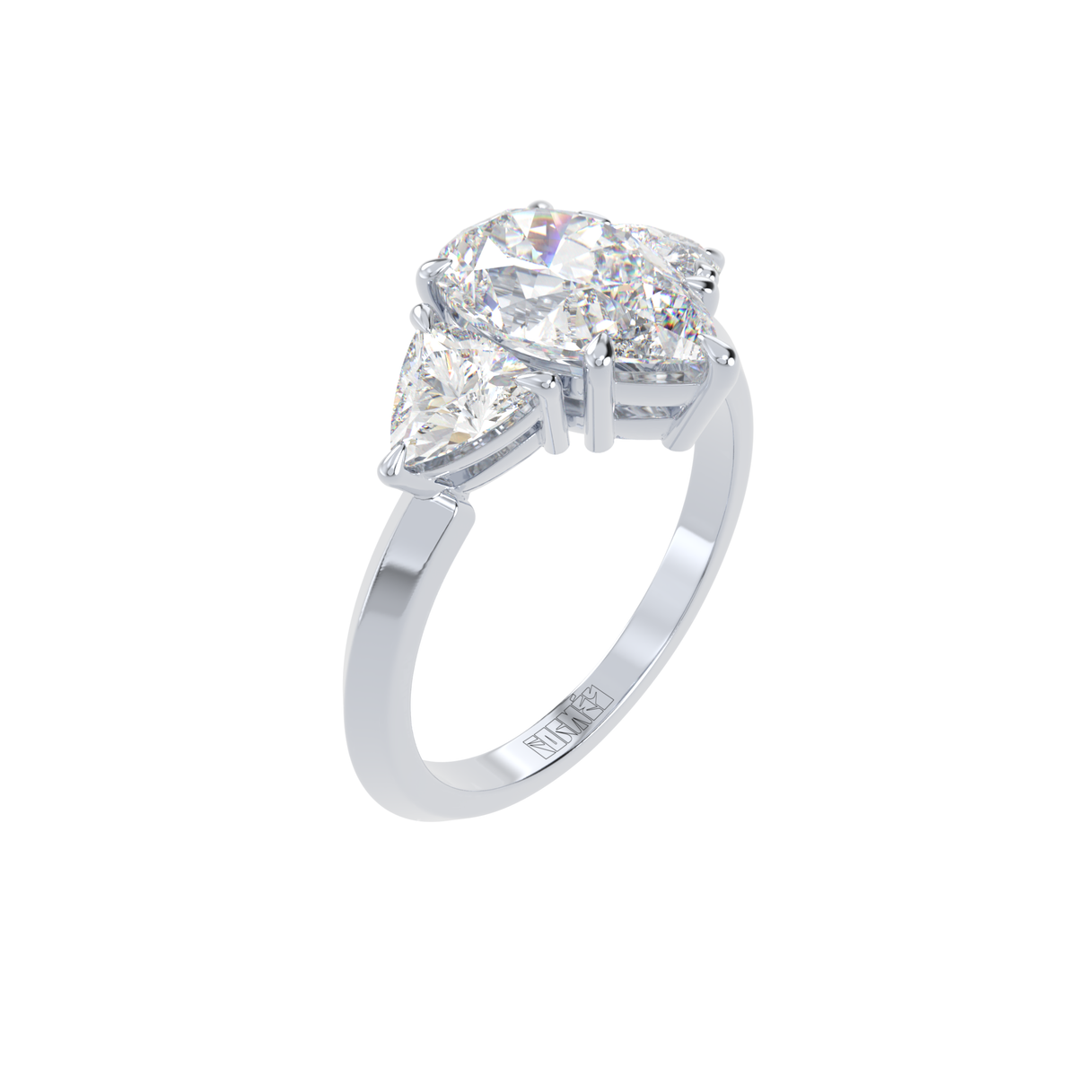 Tiny Clash Pear Diamond Engagement Ring, ~3.00 ct by Formesjewelry.com, white gold, side