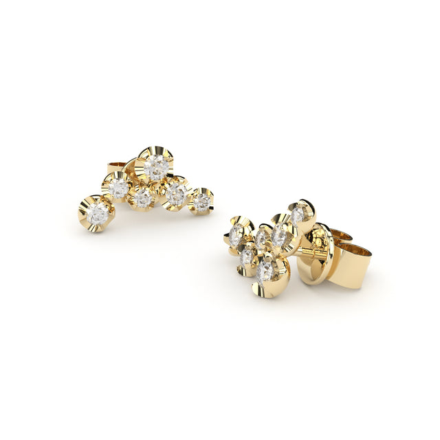 ON THE CLOUDS CLUSTER STUD EARRINGS, 0,62 CT, YELLOW
