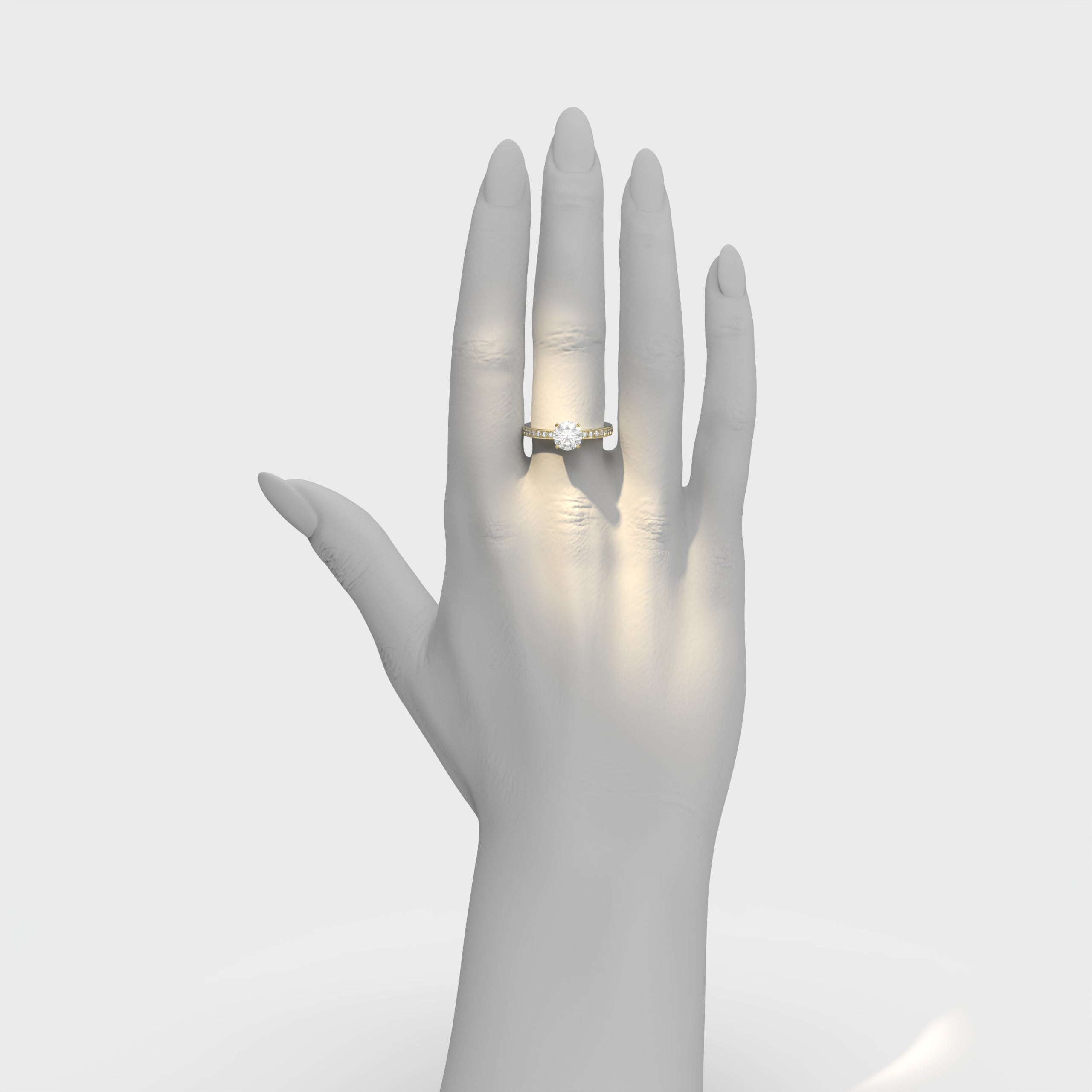 Tiny Clash Crown Bezel Engagement Ring, ~1.50 ct Diamonds