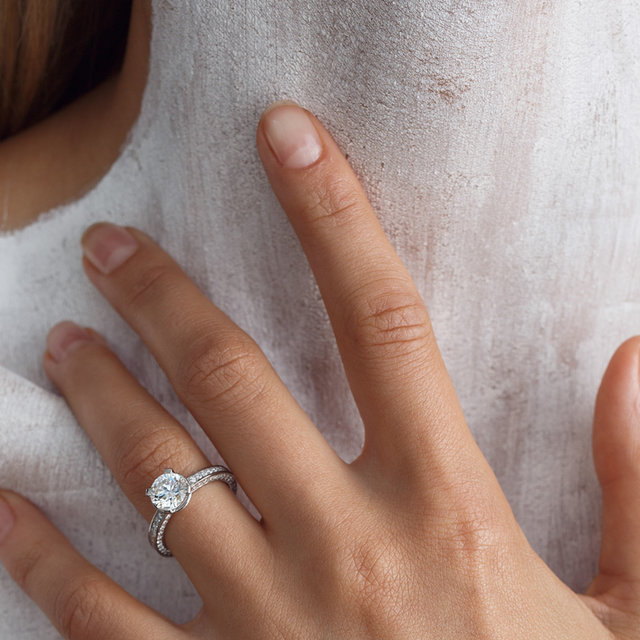 designer engagement ring with lab grown diamonds