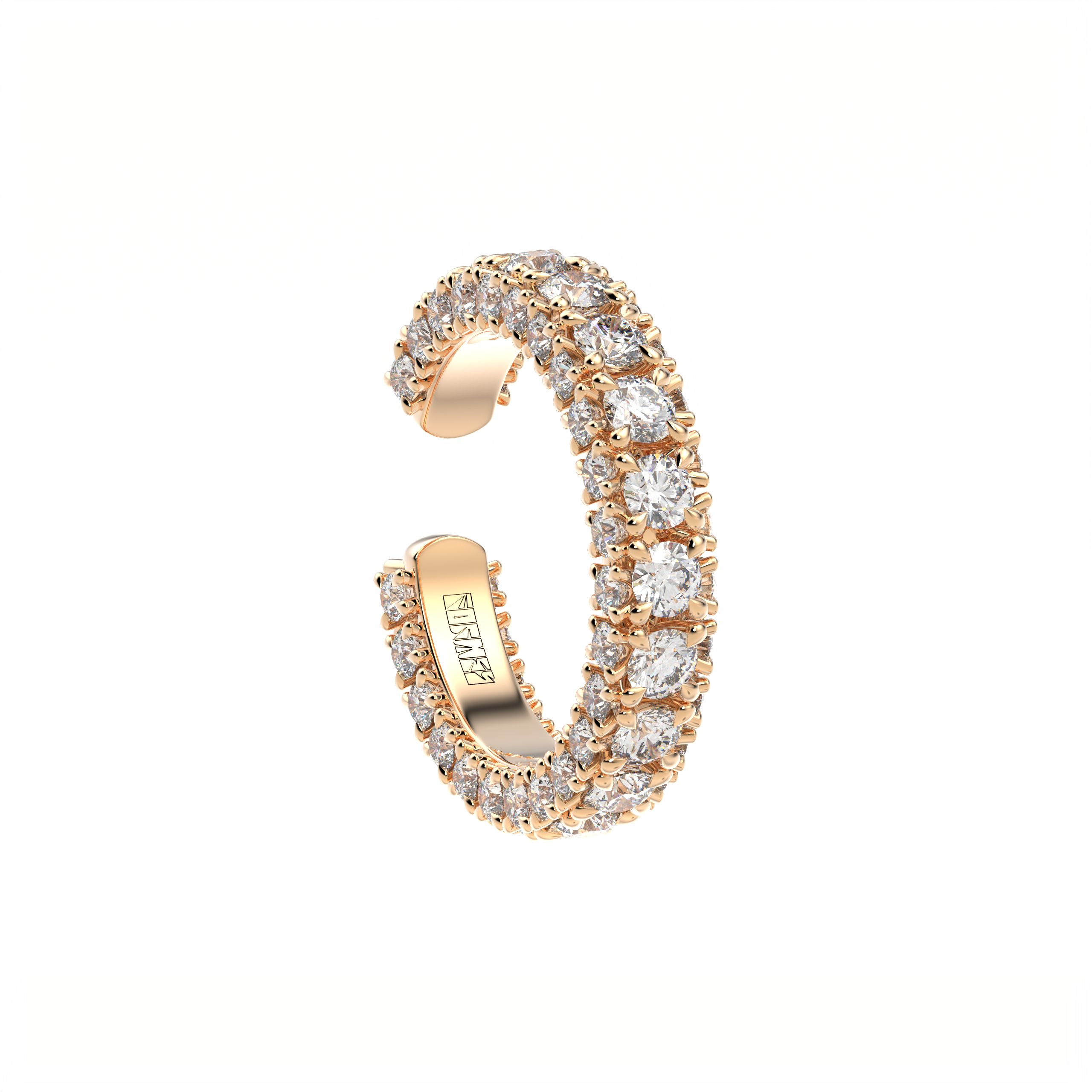 designer diamond ear cuff and ring three sides by Formes Fine Jewelry Rose gold