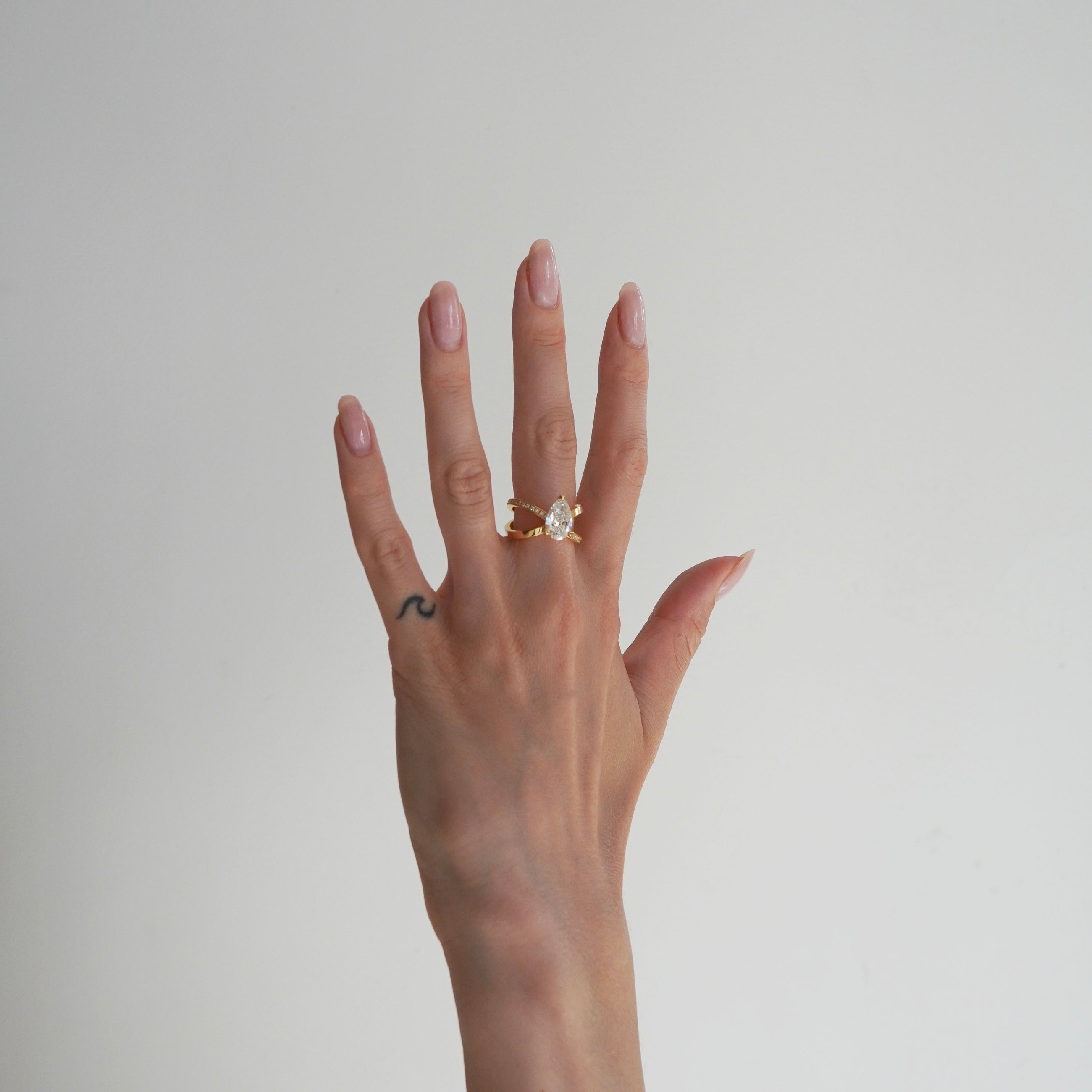 luxury pear diamond ring statement or engagement with lab grown or natural diamonds by Formes