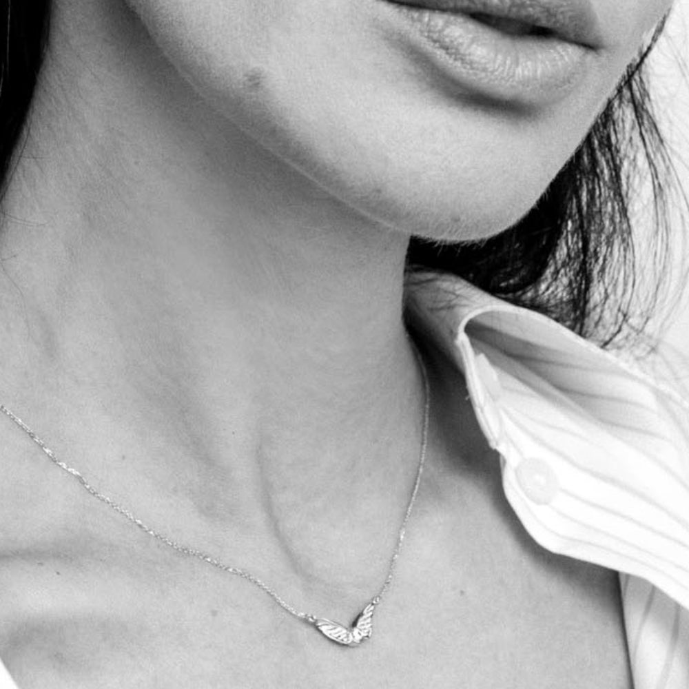 golden wings pendant necklace with lab grown diamond by Formes