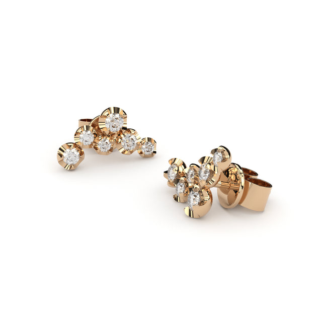 rose gold cluster diamonds stud earrings with diamonds