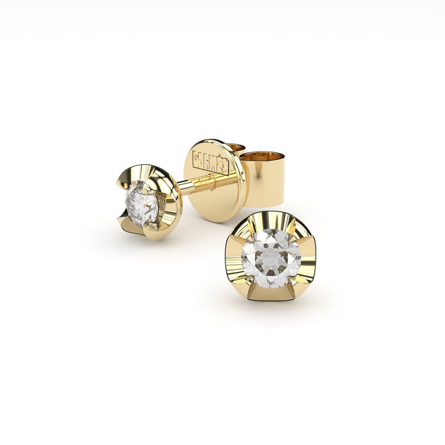 yellow gold stud earrings with diamonds