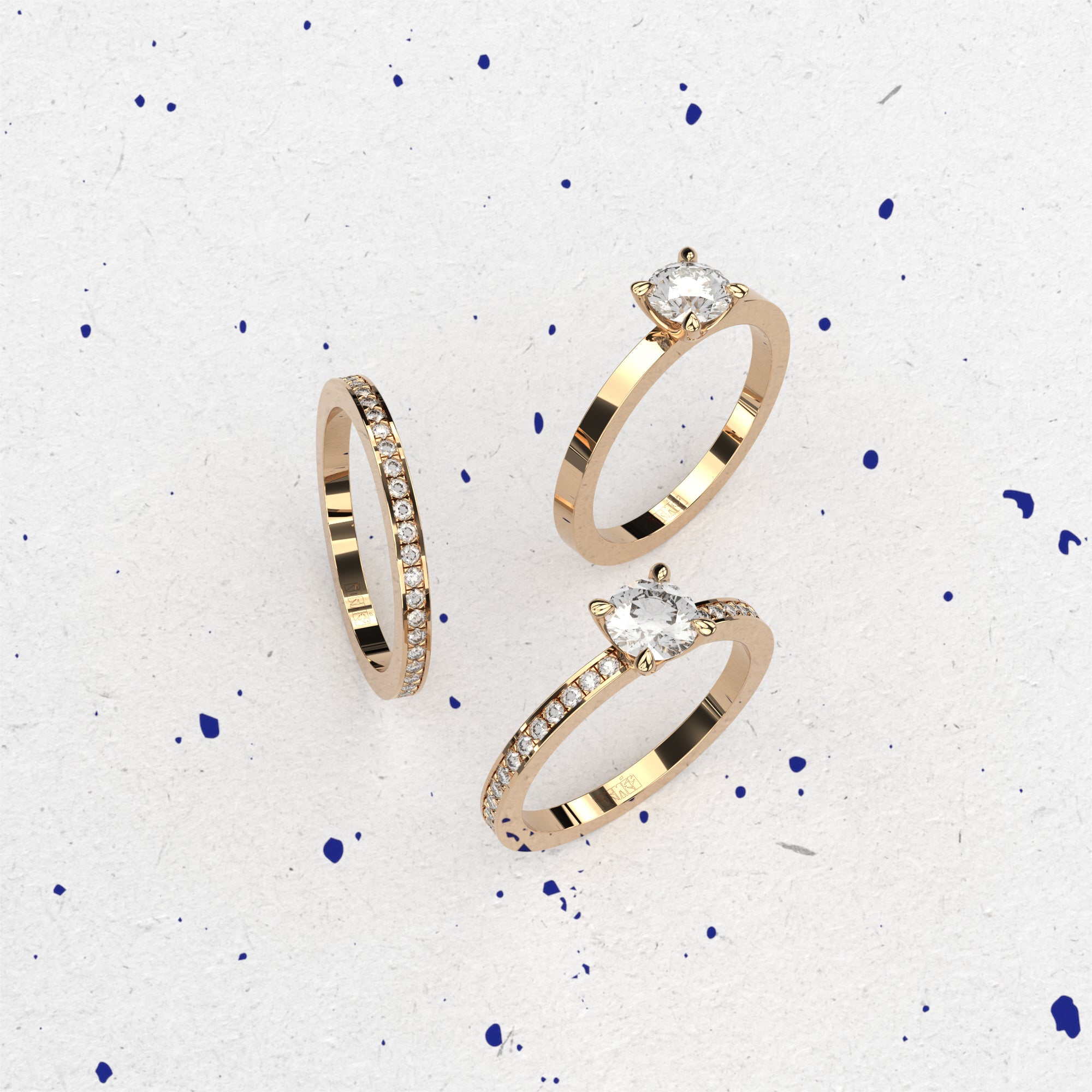 edgy square petite wedding ring from rose gold