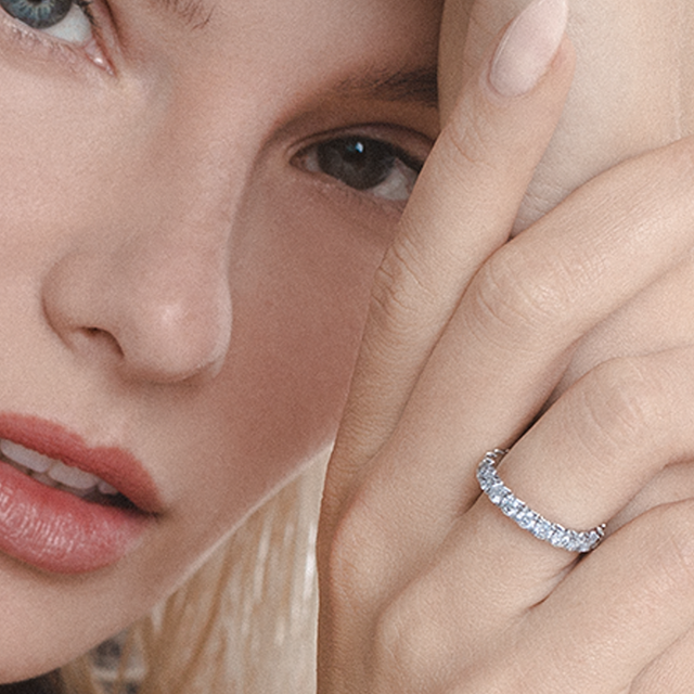 Grace luxury eternity ring with lab grown diamonds on Gintare Sudziute by Formes