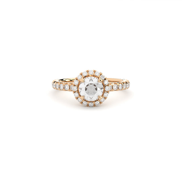 designer halo engagement ring with lab grown diamonds by Formes