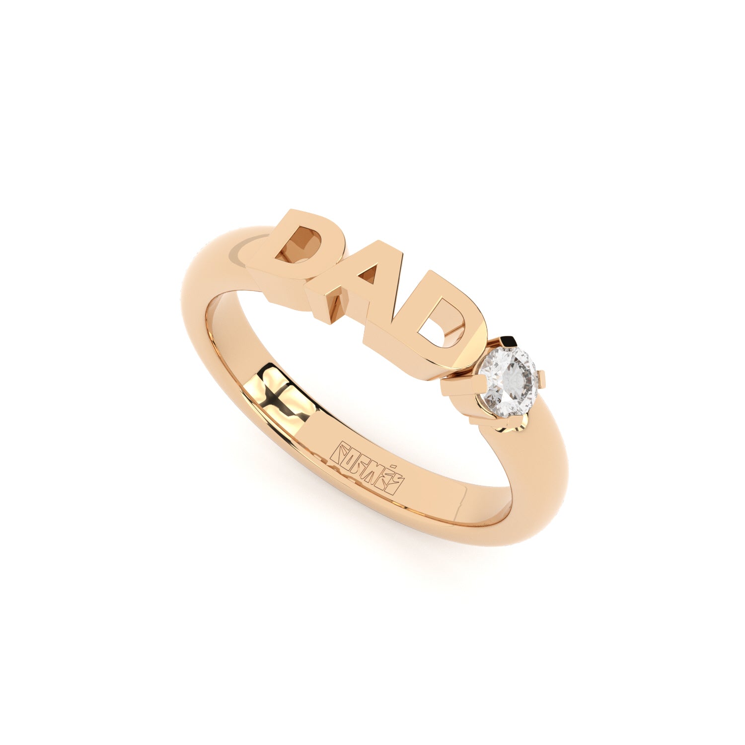 Stackable golden Love rings with lab grown diamond by Formes