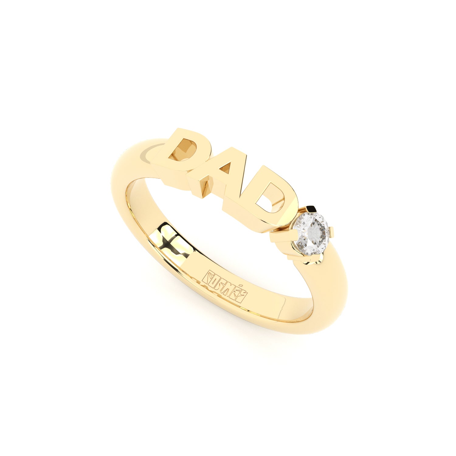 Stackable golden Love rings with lab grown diamond by Formes
