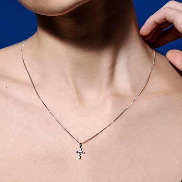 small lab grown diamonds cross pendant by Formes