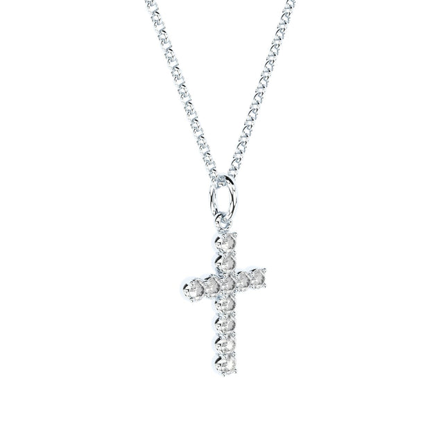 handmade cross pendant with lab grown diamonds by Formes