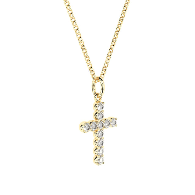 handmade cross pendant with lab grown diamonds by Formes