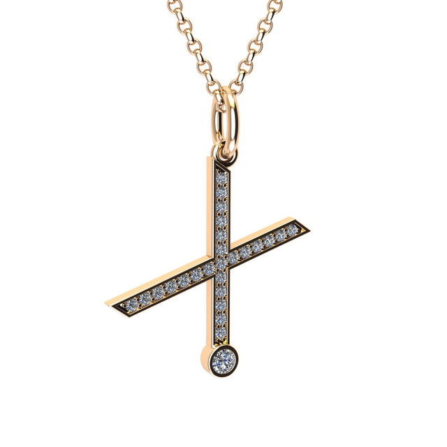 letter x pendant with lab made diamonds