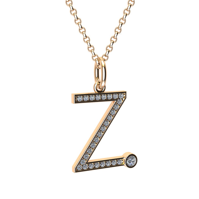 letter z pendant with lab made diamonds