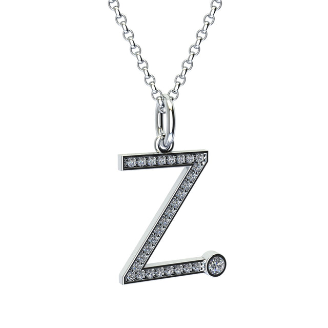 letter z pendant with lab made diamonds