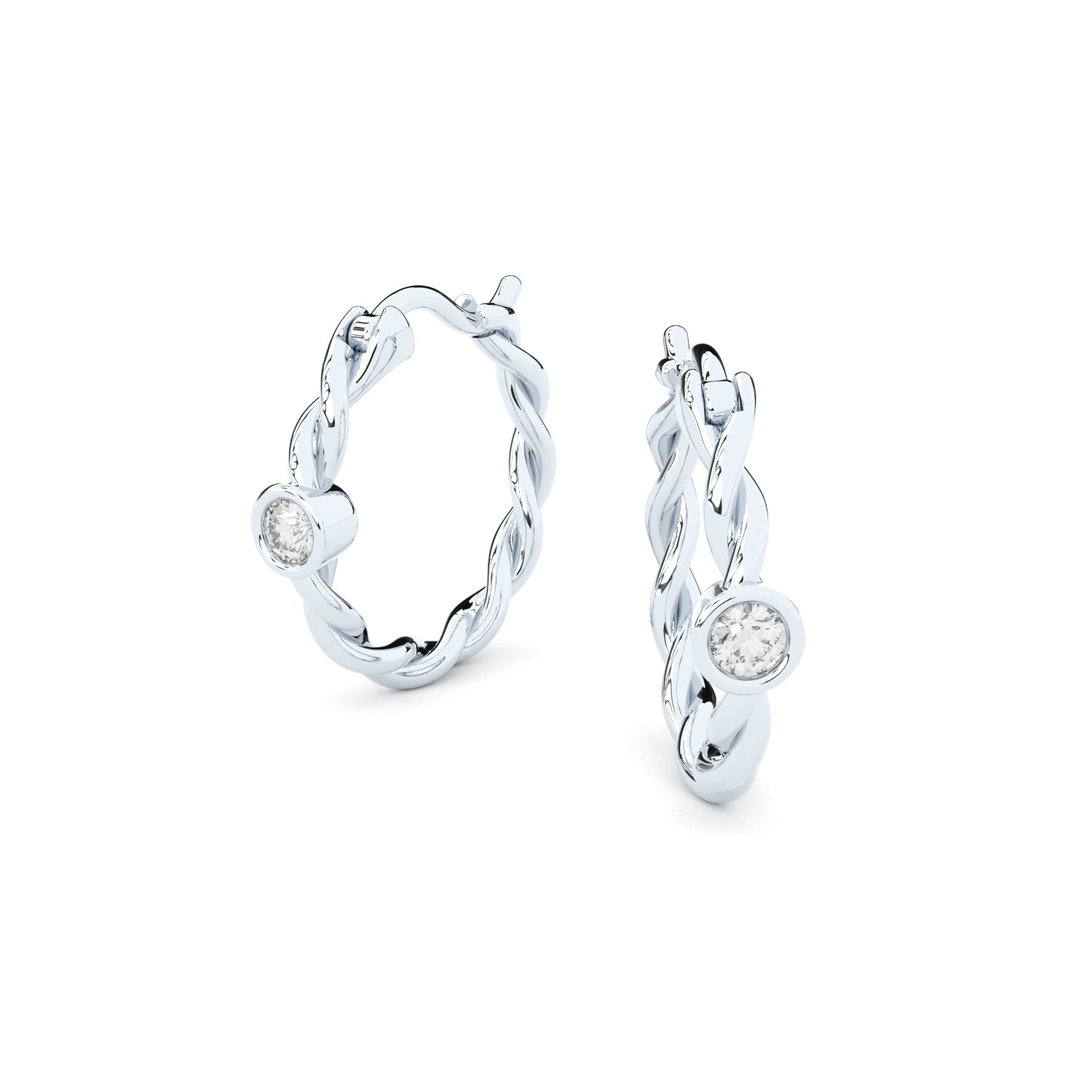 twisted golden hoop earrings with diamonds