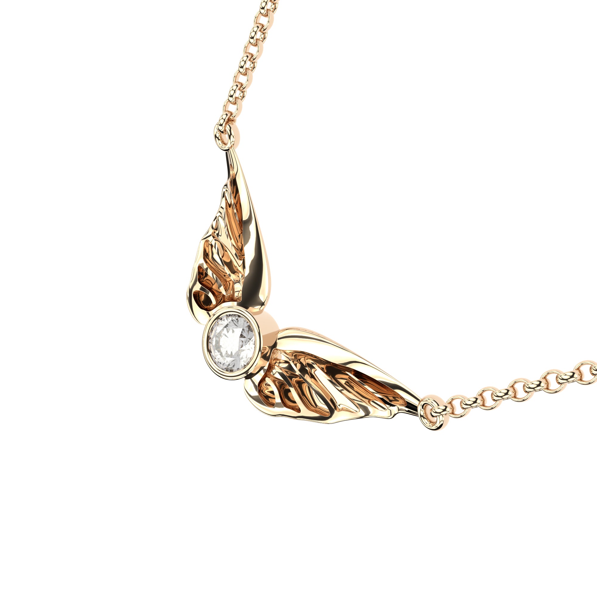golden wings pendant necklace with lab grown diamond by Formes
