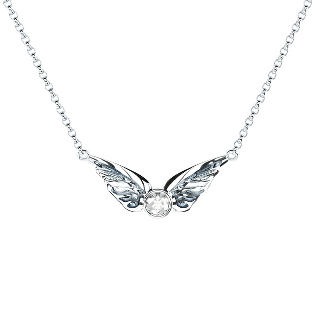 golden wings pendant necklace with lab grown diamond by Formes