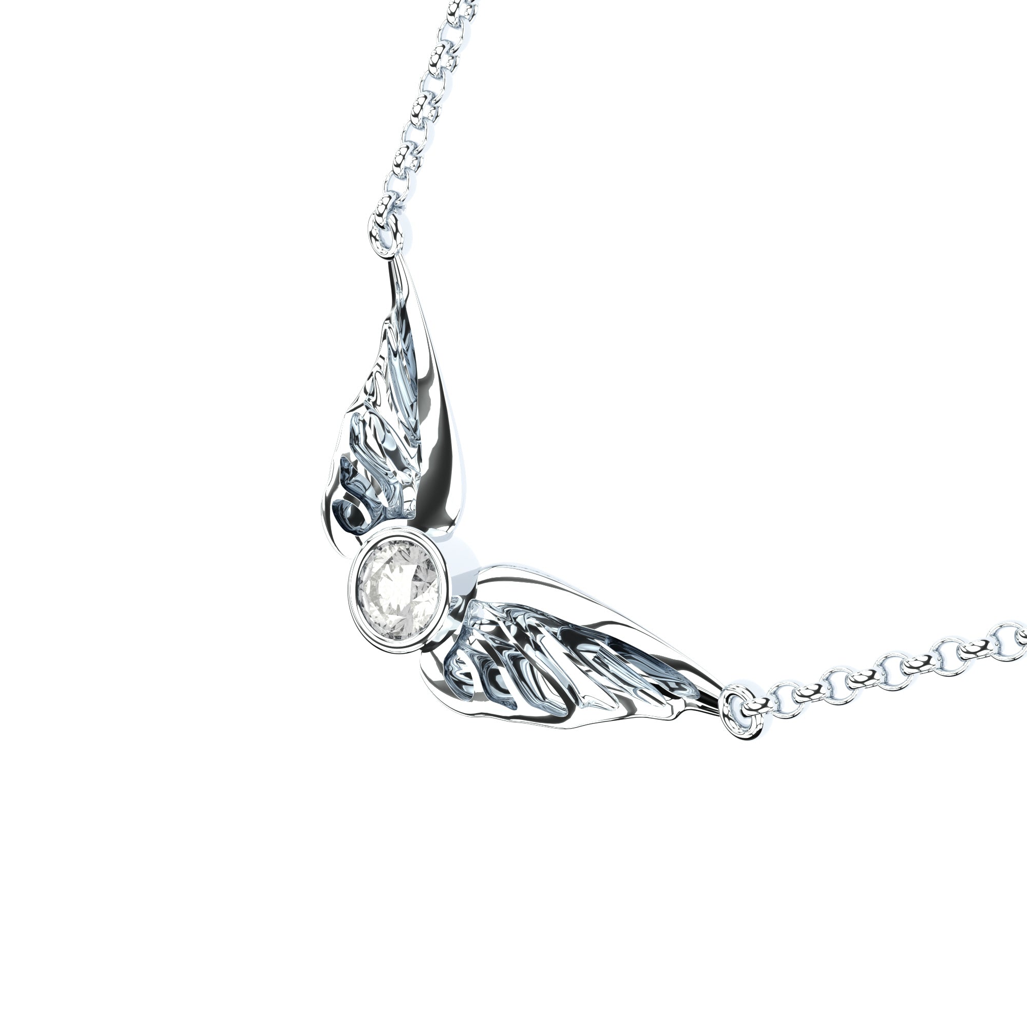 golden wings pendant necklace with lab grown diamond by Formes