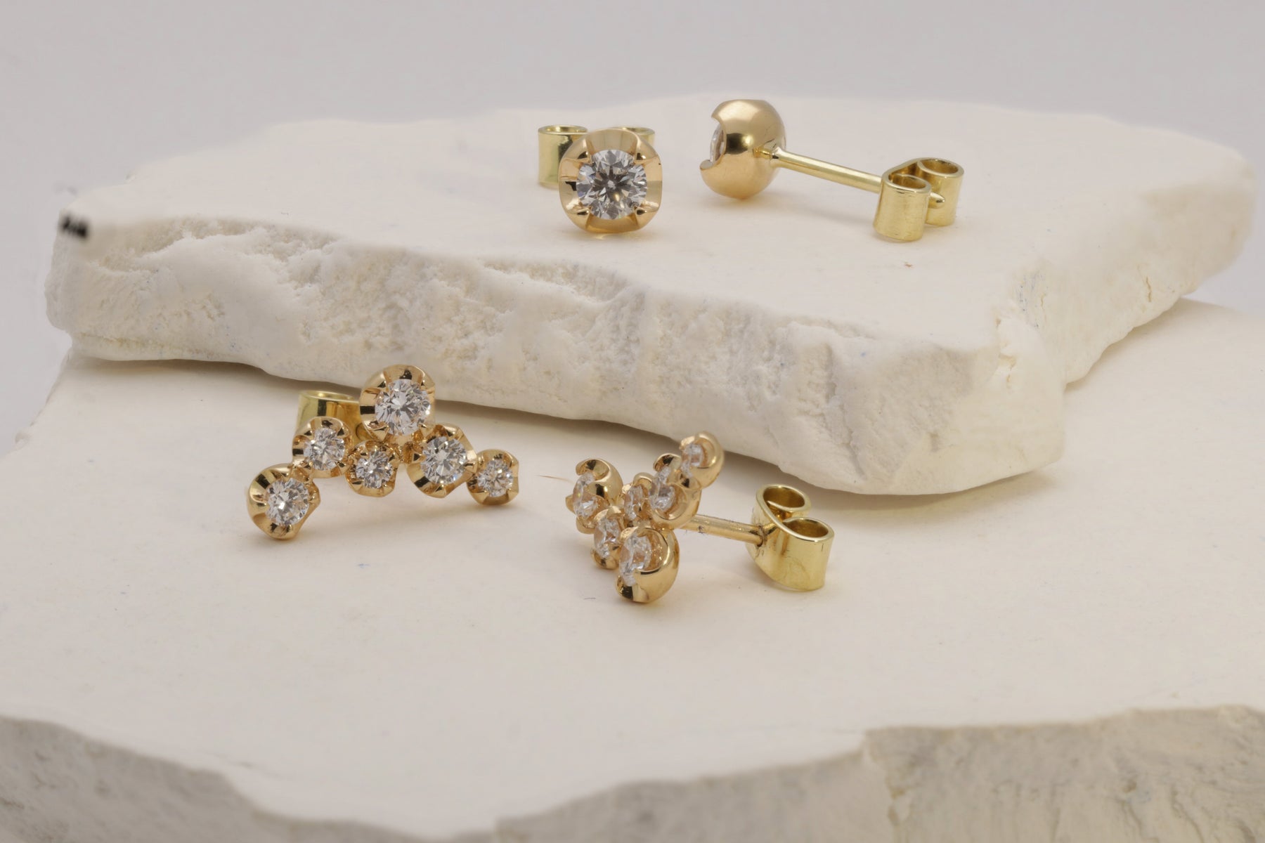 designer earrings studs with lab grown diamonds on the clouds by Formes