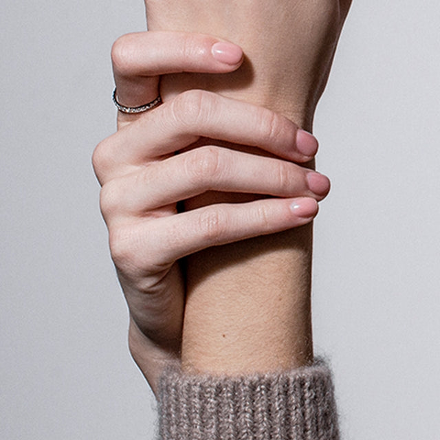 Fine slim eternity band with natural or lab grown diamonds by Formes