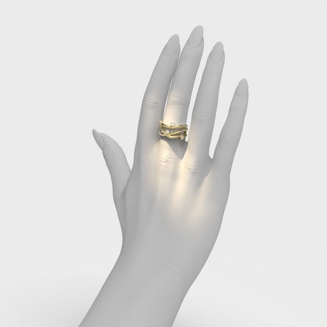 BAre Souls Organic 3 Shanks Golden Ring by Formes on HAnd