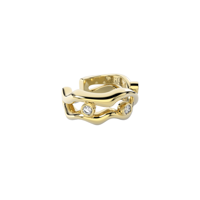 Bare Souls organic golden threads ear cuff with diamonds by Formes Fine Jewelry