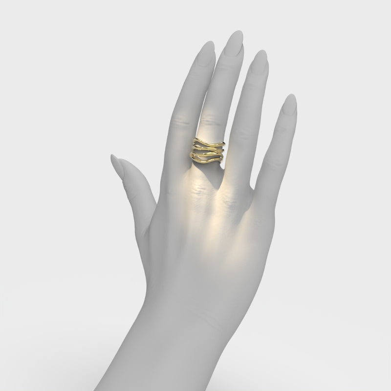 Bare Souls 4 Shank Golden Ring by Formes yellow Gold