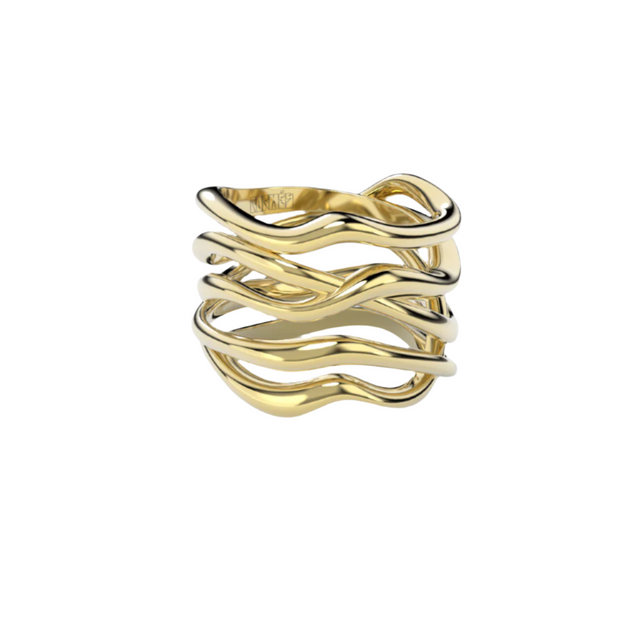 Bare Souls 5 shanks golden ring with diamonds by Formes