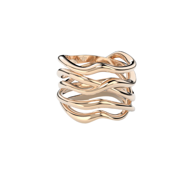 Bare Souls 5 shanks golden ring with diamonds by Formes
