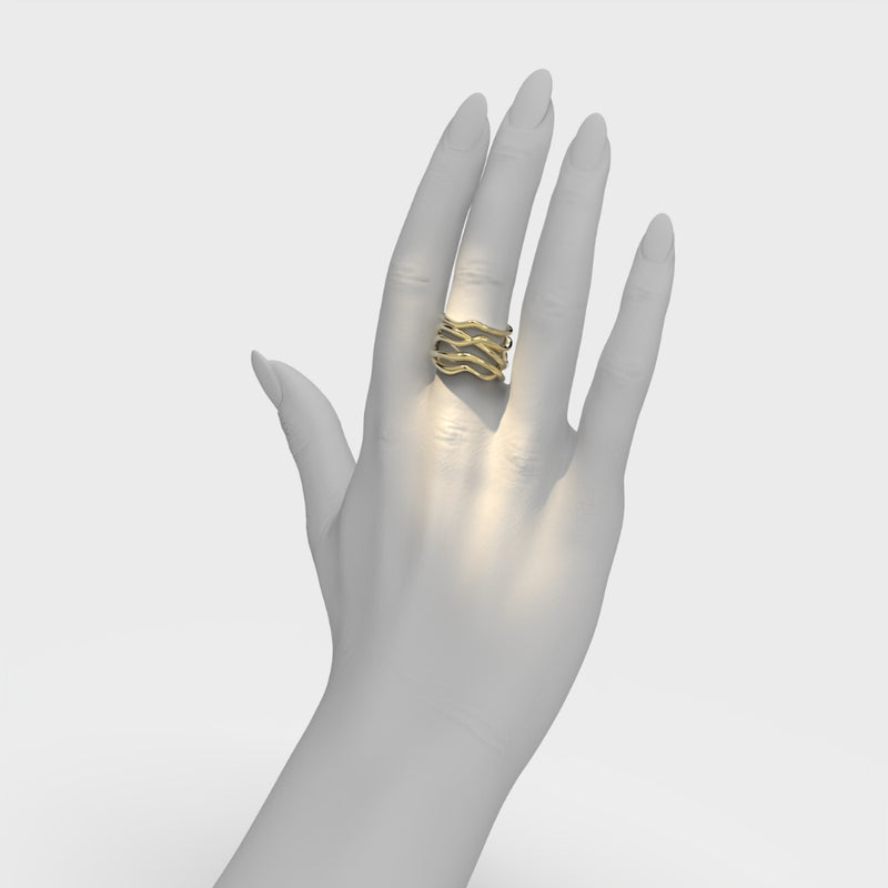 Bare Souls 5 shanks golden ring with diamonds by Formes