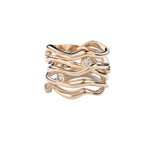 Bare Souls 5 shanks golden ring with diamonds by Formes rose
