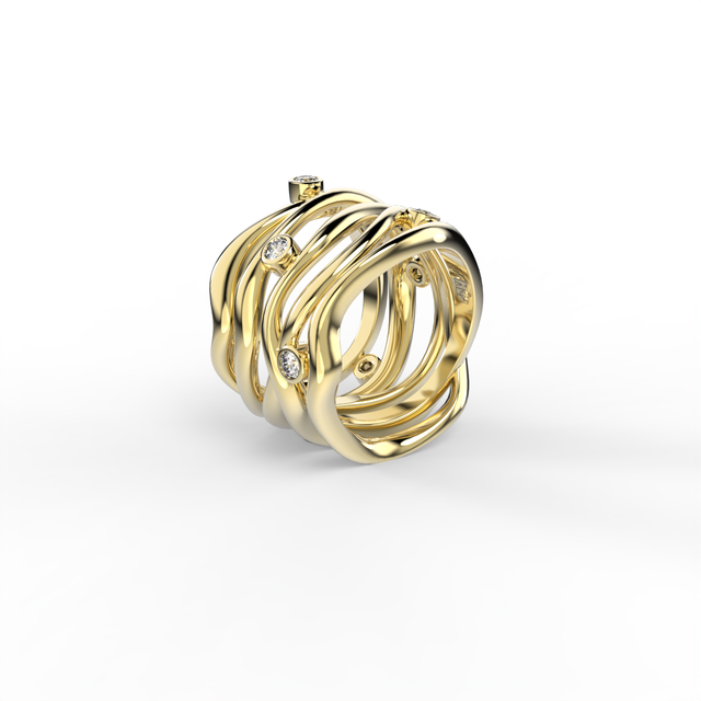 Bare Souls 5 shanks golden ring with diamonds by Formes side