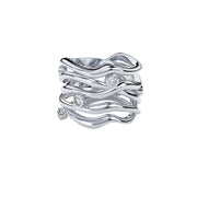 Bare Souls 5 shanks golden ring with diamonds by Formes white
