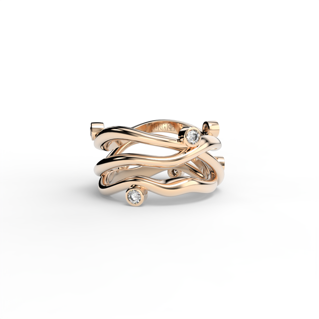 Bare Souls Three Shank Organic Golden Ring by Formes Rose Gold