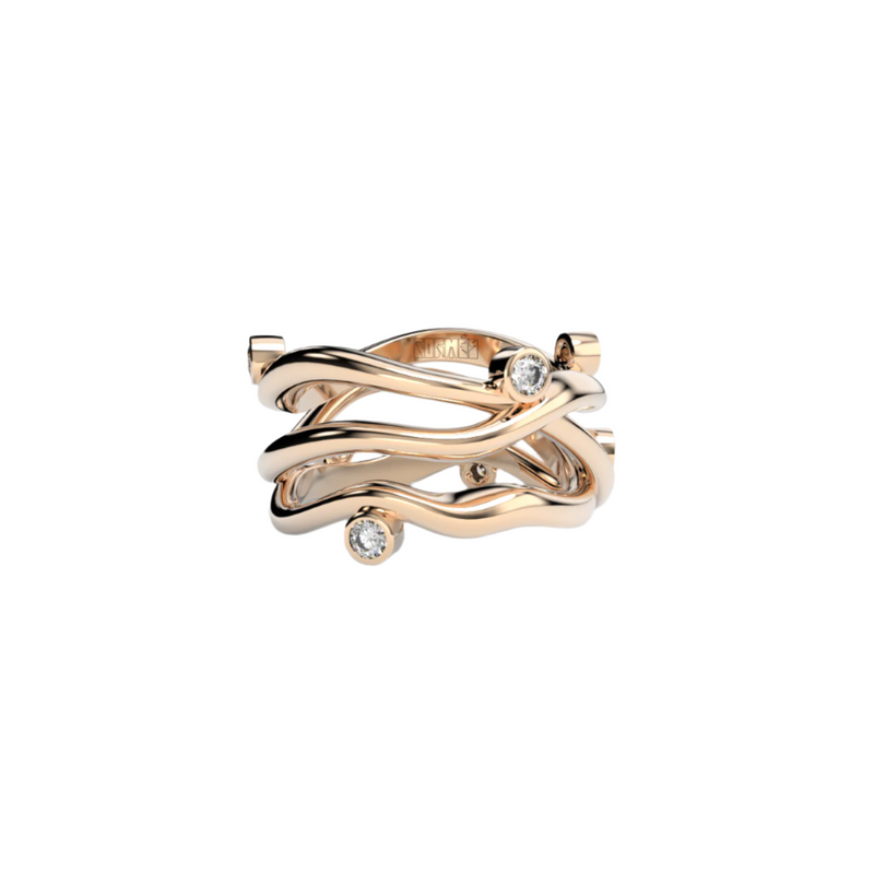 Bare Souls Three Shank Organic Golden Ring by Formes Rose Gold