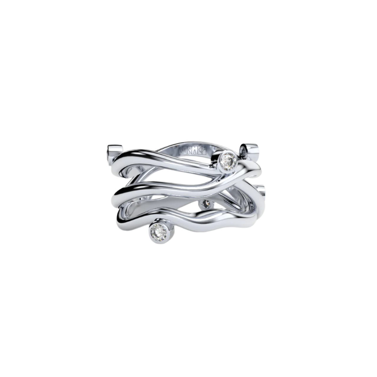Bare Souls Three Shank Organic Golden Ring by Formes White GOld