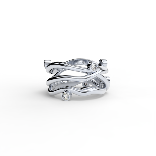 Bare Souls Three Shank Organic Golden Ring by Formes White GOld
