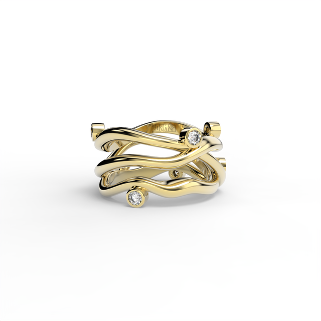 Bare Souls Three Shank Organic Golden Ring by Formes