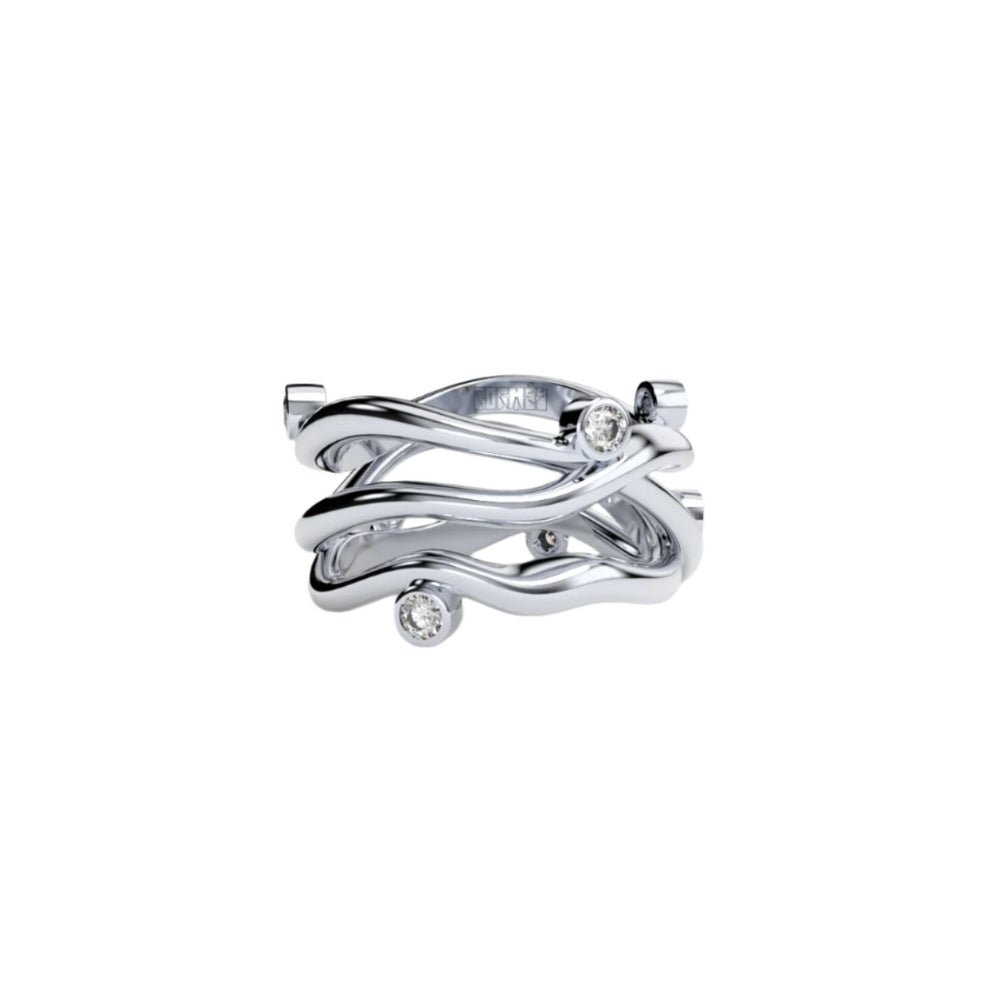 Bare Souls Three Shank Organic Golden Ring by Formes white Gold